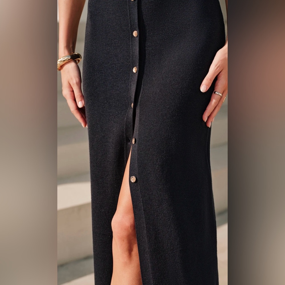 Commense dark Navy Maxi Button-Front Dress - Picture 8 of 8